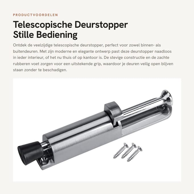 Dailygoods- Deurstopper Telescopisch - Deurbuffer - Deurstoppers voor binnen - Deurstoppers voor buiten - Antislip Voet - Duurzaam Ontwerp