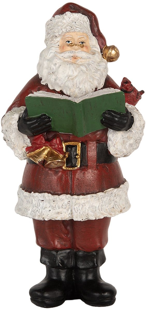 Clayre & Eef Kerstdecoratie Kerstman 10x10x21 cm Rood Kunststof