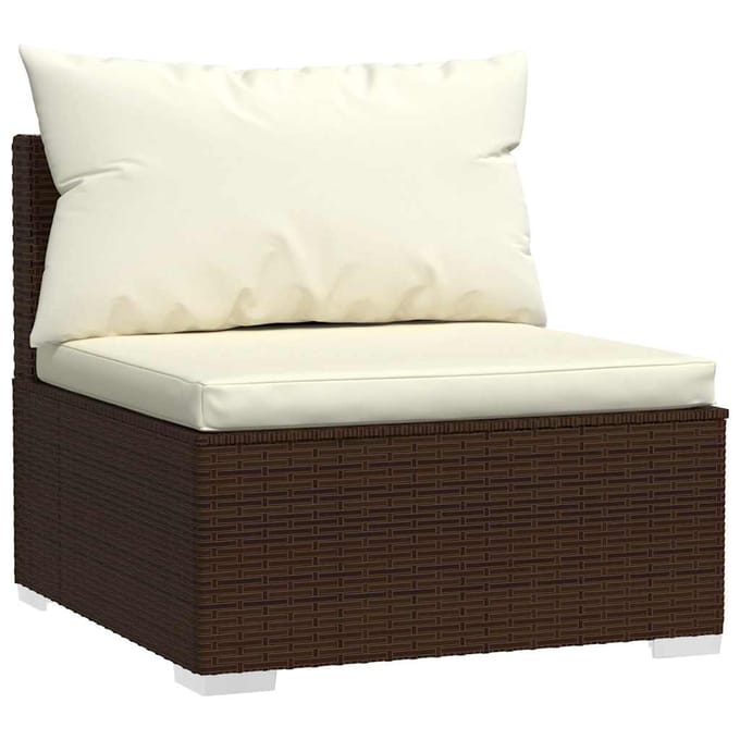 vidaXL - 4-delige - Loungeset - met - kussens - poly - rattan - bruin