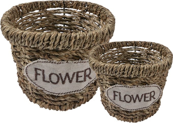 Clayre & Eef Opbergmand Set van 2 Ø 16 / Ø 13 cm Bruin Zeegras
