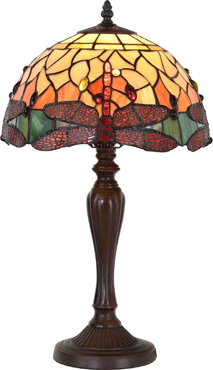 Lumilamp Tiffany Tafellamp Libelle Ø 30x53 cm Geel Glas