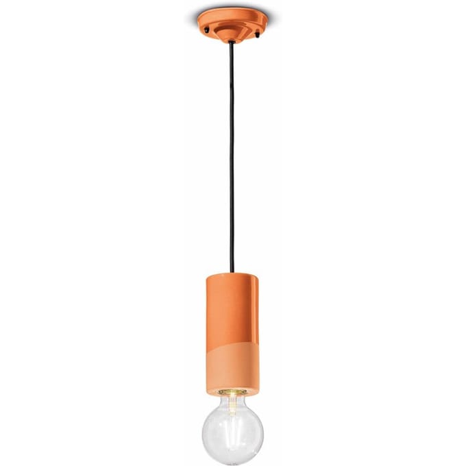 Ferroluce PI hanglamp, cilindervormig, Ø 8 cm oranje