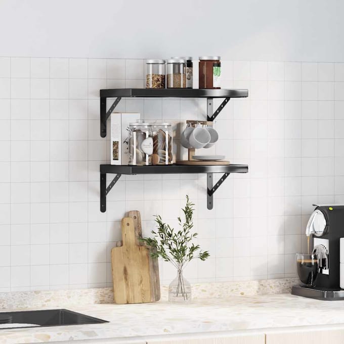 vidaXL - Wandschappen - 2 - st - 50x30 - cm - roestvrijstaal - zwart