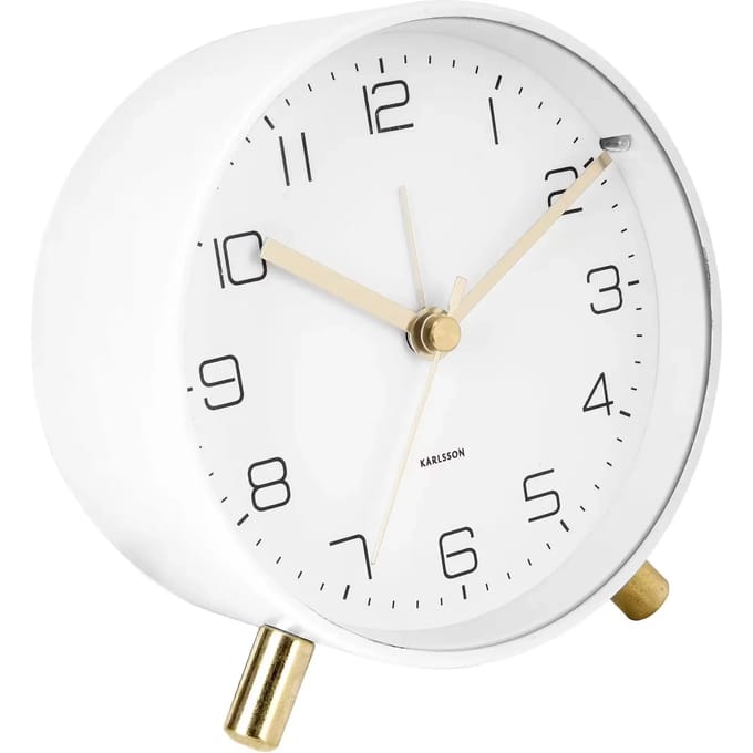Karlsson Wekker Lofty - Metaal Mat Wit - Ø11cm - Scandinavisch - Wekker voor slaapkamer - Wekkers
