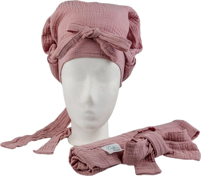 Mon'Que Curly Boost - Hydro Snoozz nachtmuts voor krullend haar roze M