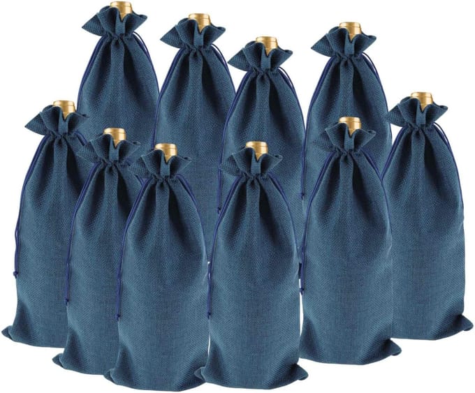 Cosensi - Linnen Wijnzakken Set van 10 Herbruikbare Cadeauzakjes