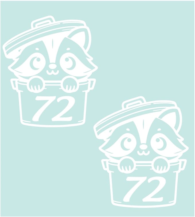 Kliko stickers set 2 stuks - huisnummer - afbeelding raccoon - wasbeer