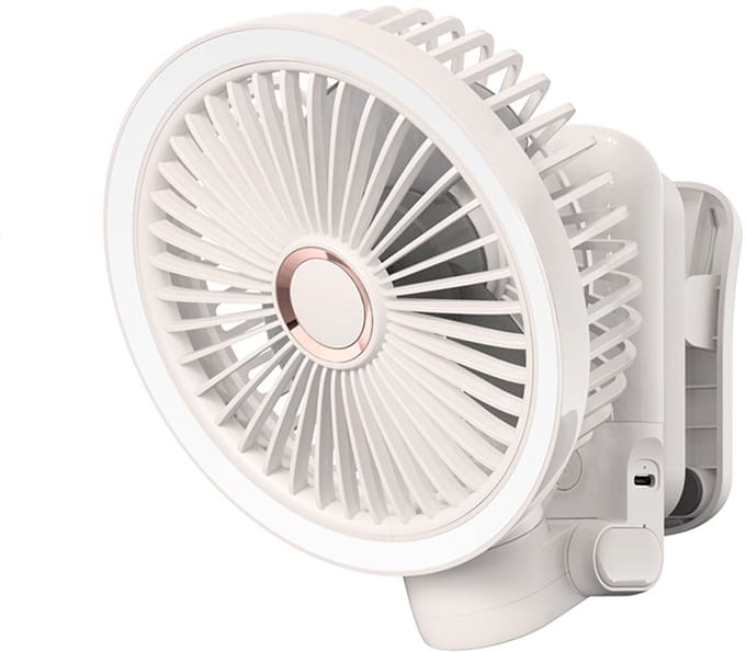 Draadloze Ventilator - Mini Fan Oplaadbaar - Ventilator - Oplaadbaar - Handventilator - Mini Ventilator - LED Verlichting - 5000 mAh - Wit