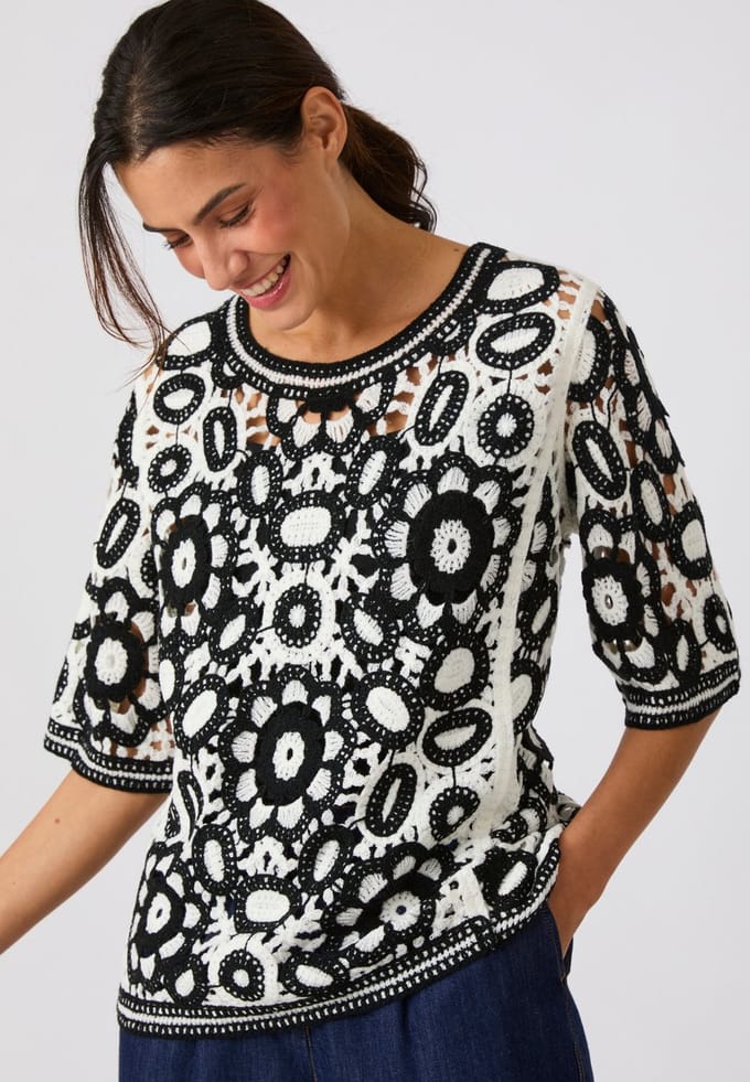 Damart - Trekhaak in twee kleuren - Dames - Zwart - S