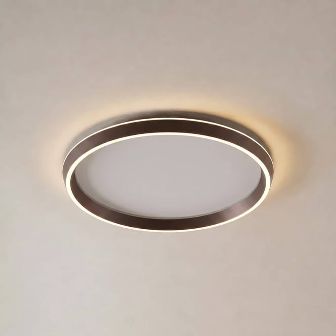 Lucande LED plafondlamp Rylan, bruin, Ø 62 cm, dimbaar, CCT