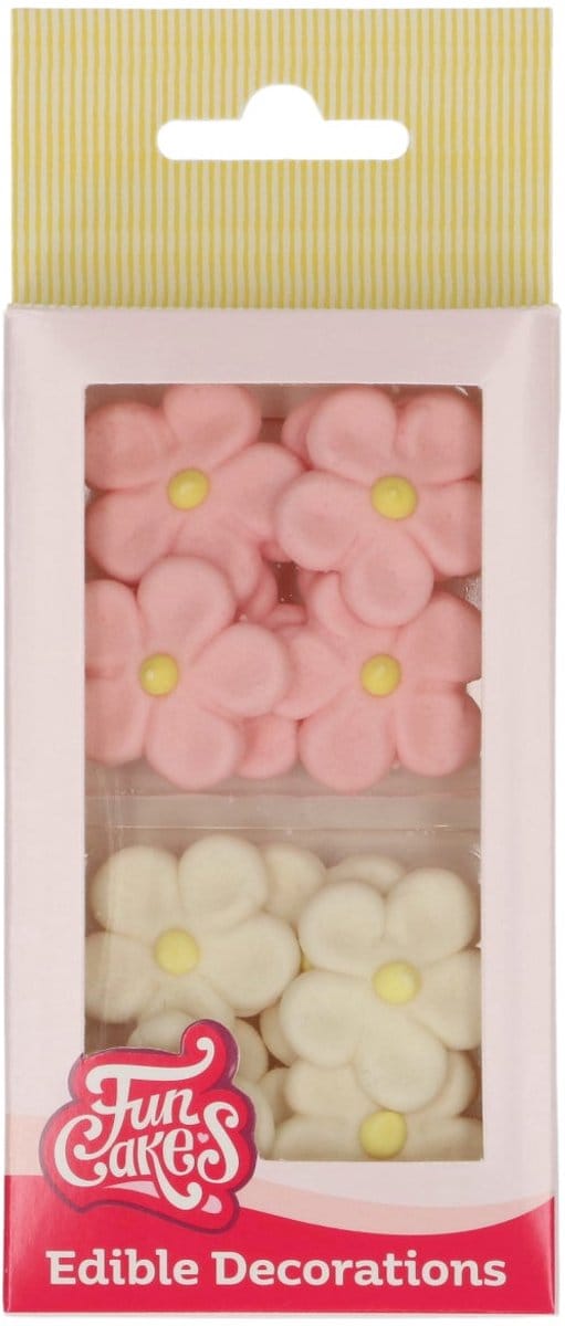 FunCakes Fondant Decoraties Madeliefjes Wit Roze set/12