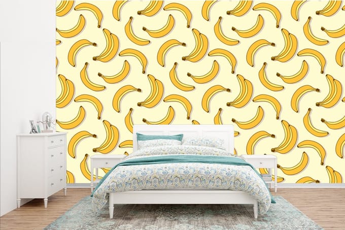 Behang - Fotobehang Fruit - Design - Banaan - Breedte 385 cm x hoogte 240 cm