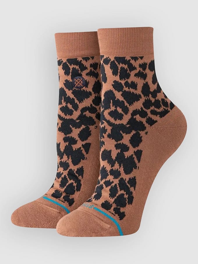 Stance dames casual halfhoge sokken love leopard lowrider bruin