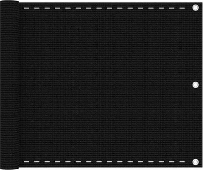 vidaXL - Balkonscherm - 75x600 - cm - HDPE - zwart