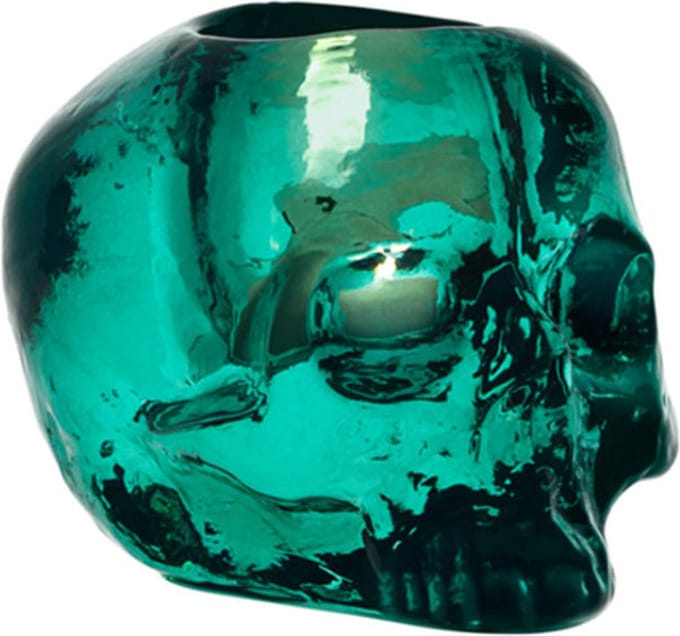 Kosta Boda Still Life Waxinehouder schedel groen - 115mm