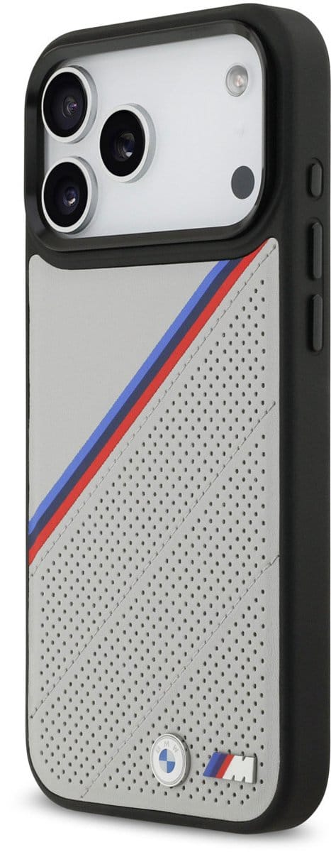 BMW Back Cover - iPhone 17 Pro Max - Grijs - PU Leder - Valbescherming - MagSafe