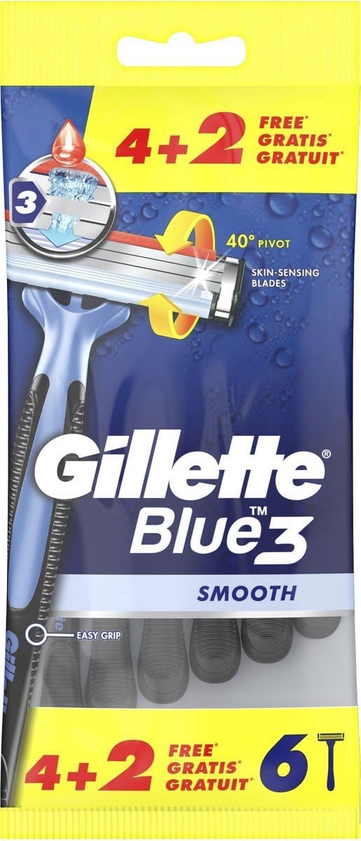 2x Gillette Blue3 Smooth 4+2 stuks - Voordeelverpakking 12 stuks