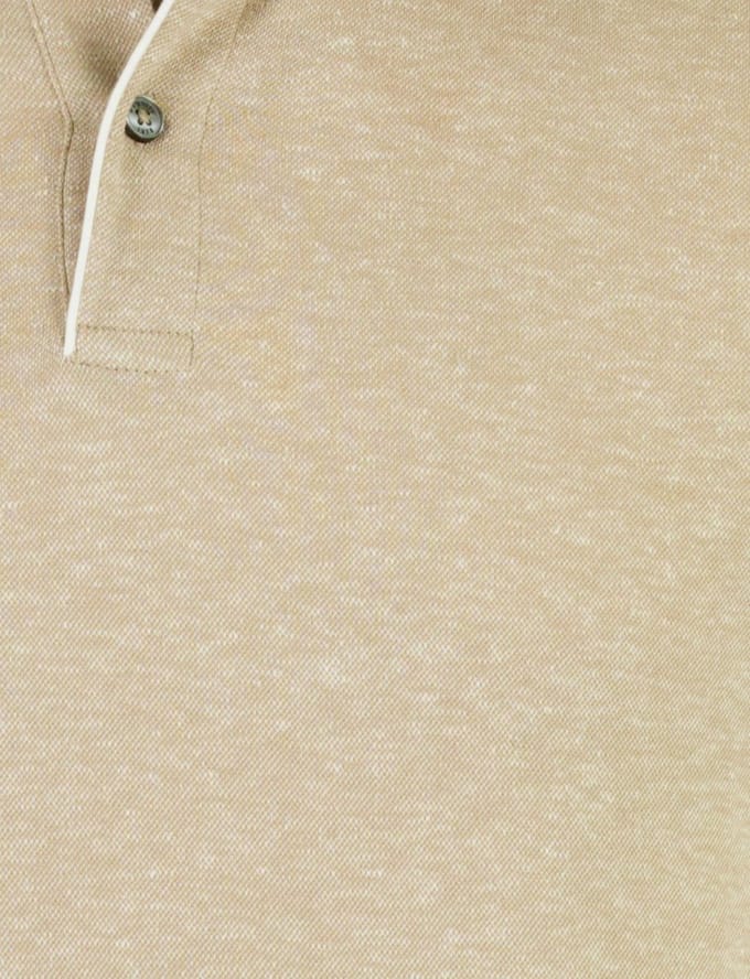 Poloshirt Bugatti beige gemeleerd 2 knoops linnen