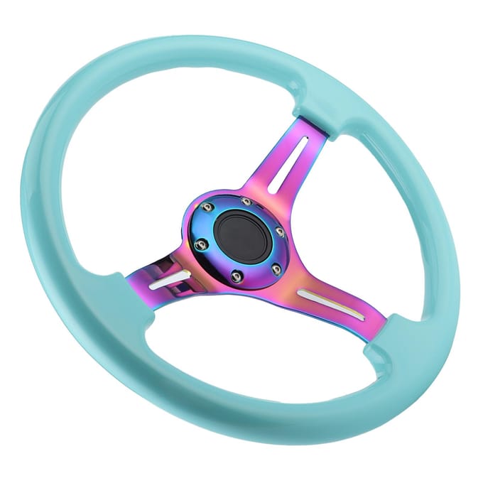 6?Bolt Racing Stuurwiel Vervanging 350mm Diameter Universeel Diepe Schotel Lichtblauw blue