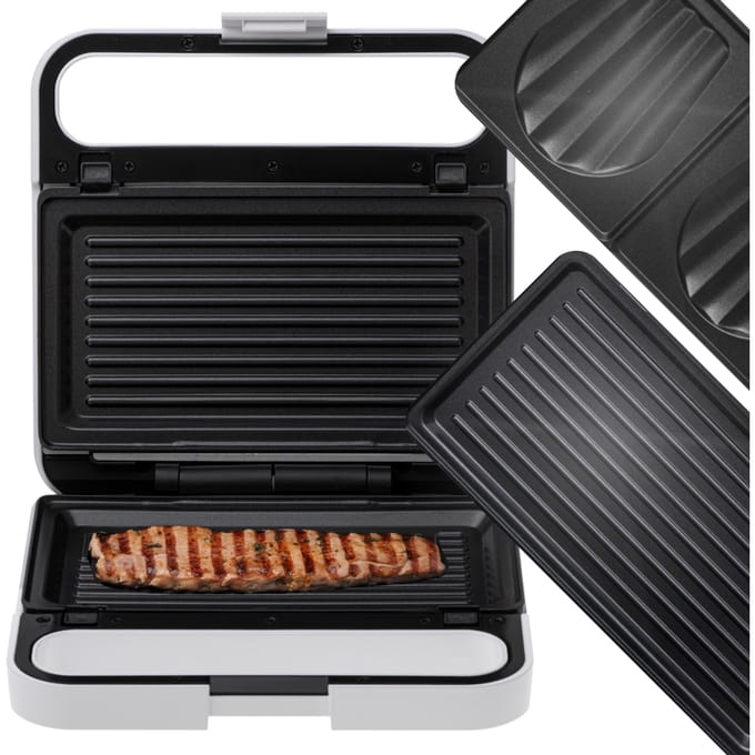 Adler AD 3070 2-in-1 tosti-ijzer met grillplaten, 1400 W, Wit