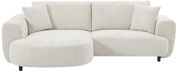 Vente-unique Linkerhoekbank in beige getextureerde stof - RULAMA