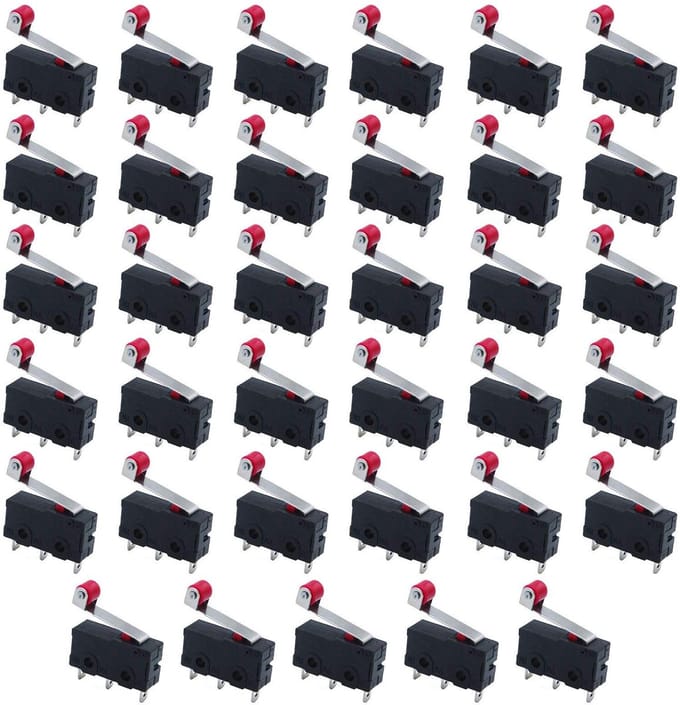 Allecto - Mini-microfoons - Schakelaar - Compact ontwerp - Rood - Momentane actie - Ideaal voor machines - Set van 35