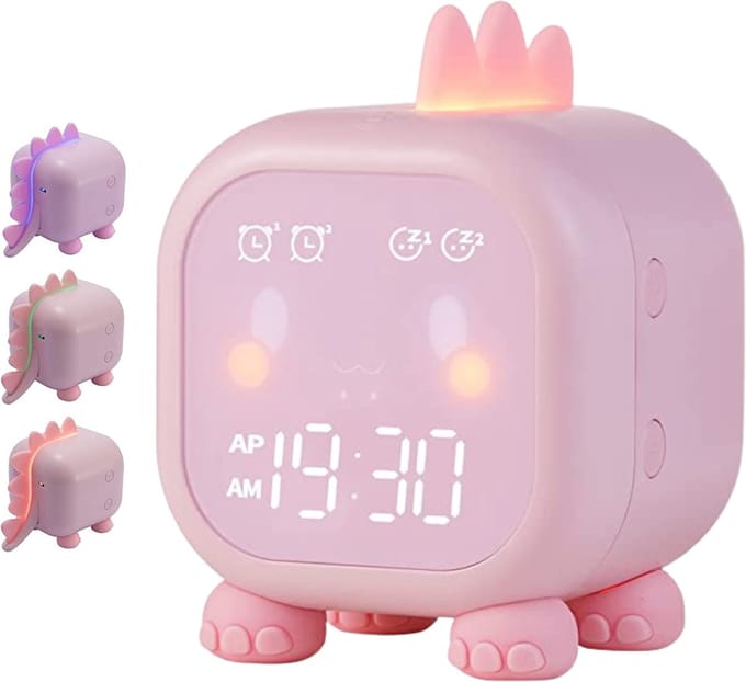 Slaaptrainer - Kinderen - Kinderwekker - Nachtlampje Kinderen - Roze dino