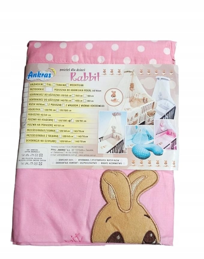 Ankras Kinderbeddengoed Katoen 90x120cm Konijn Roze