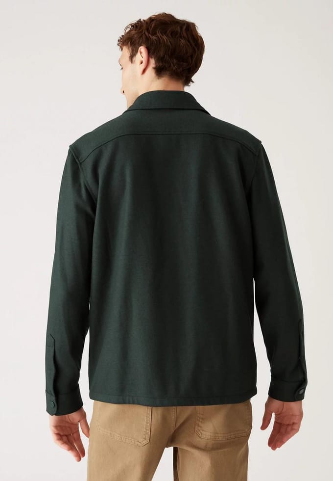 Autograph Heren Wollen Blend Overshirt in Groen