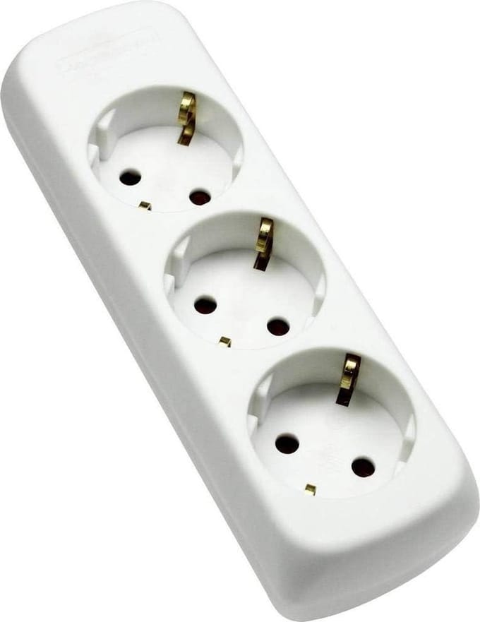3-Weg Contactdoos Wit zonder Kabel - uitbreidbaar met Schakelaar