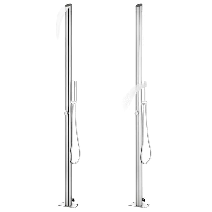 vidaXL - Buitendouche - met - grijze - basis - 225 - cm - roestvrij - staal