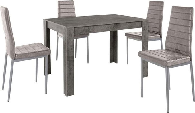 Lynn & Kate - Set van Eettafel 120x80cm met 4 Stoelen Lichtgrijs
