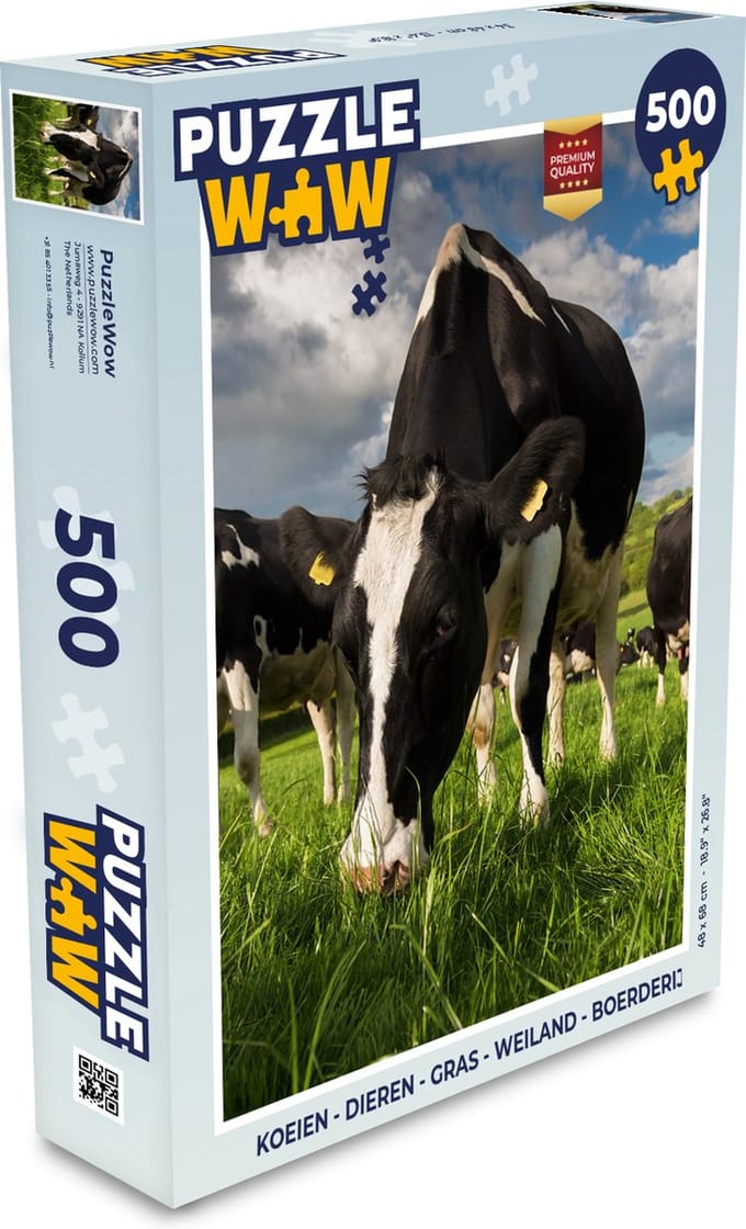 Puzzel Koeien - Dieren - Gras - Weiland - Boerderij - Legpuzzel - Puzzel 500 stukjes