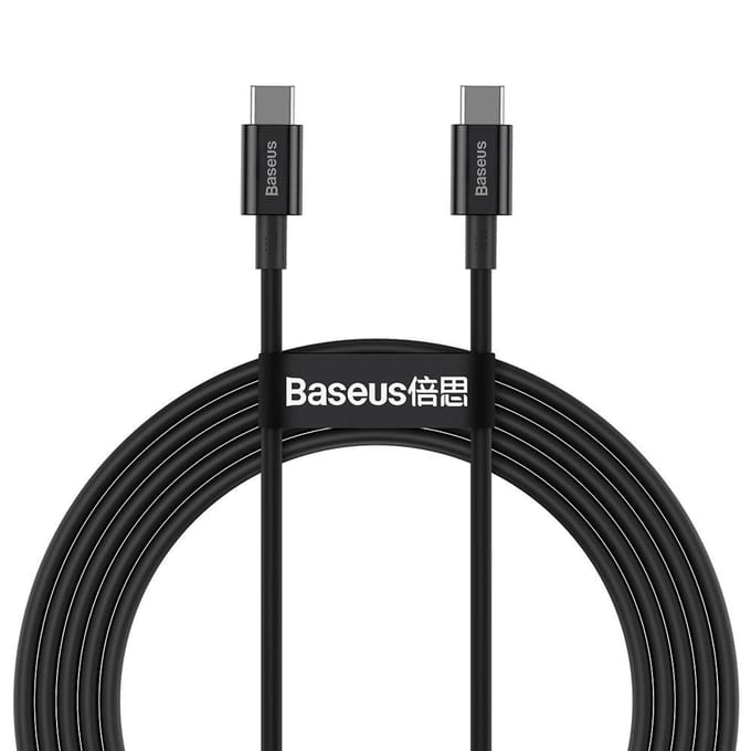 Baseus USB-C Snellader 100W - USB-C to USB-C 100W - USB-C Kabel - TYPE-C Kabel - Snellader USB-C - 2 Meter - Zwart