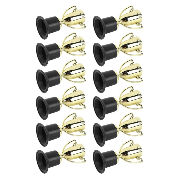 12 Stuks Mini Trofeeën Heldere Kleur Sterk Plastic Stabiele Basis Lichtgewicht Gouden Prijs Trofeeën voor beige