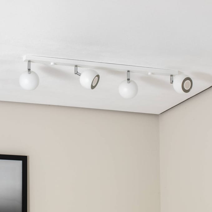 SOLLUX LIGHTING Plafondspot Flame, wit, 4-lamps lang