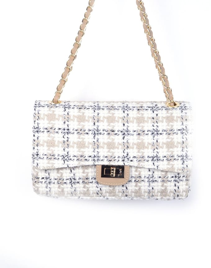 Giuliano lederen schoudertas Aurelle - Beige - Stofprint - Made in Italy