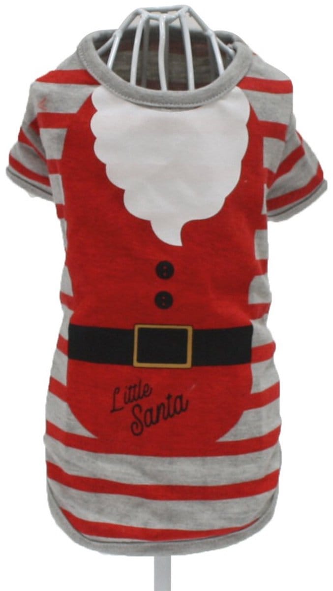 Croci t-shirt hond little santa gestreept grijs / rood (25 CM)