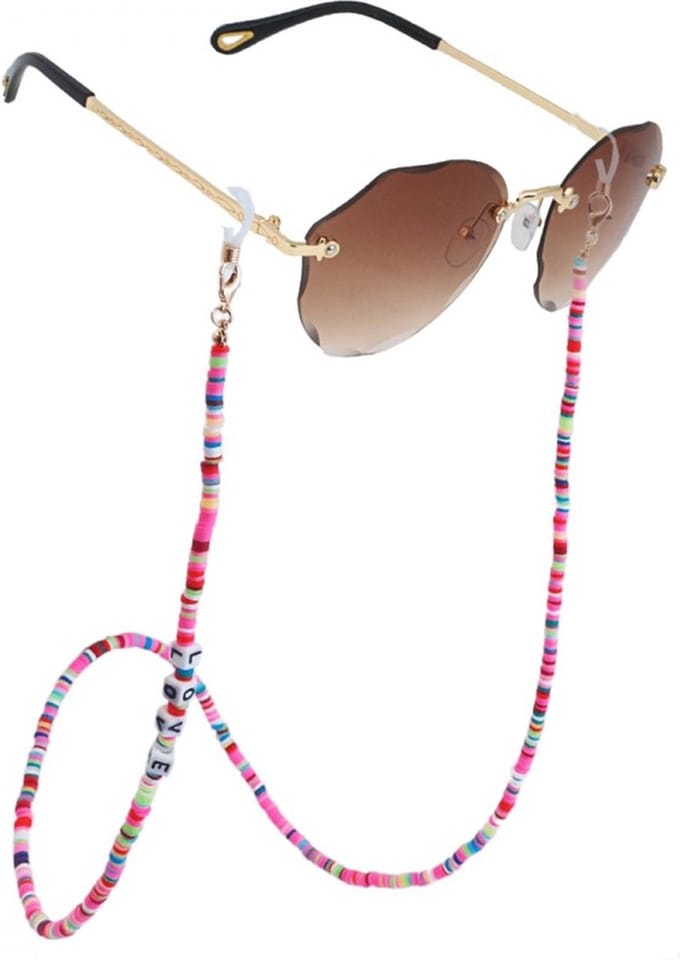 Multicolor brillenketting LOVE met kralen - Brillenkoord