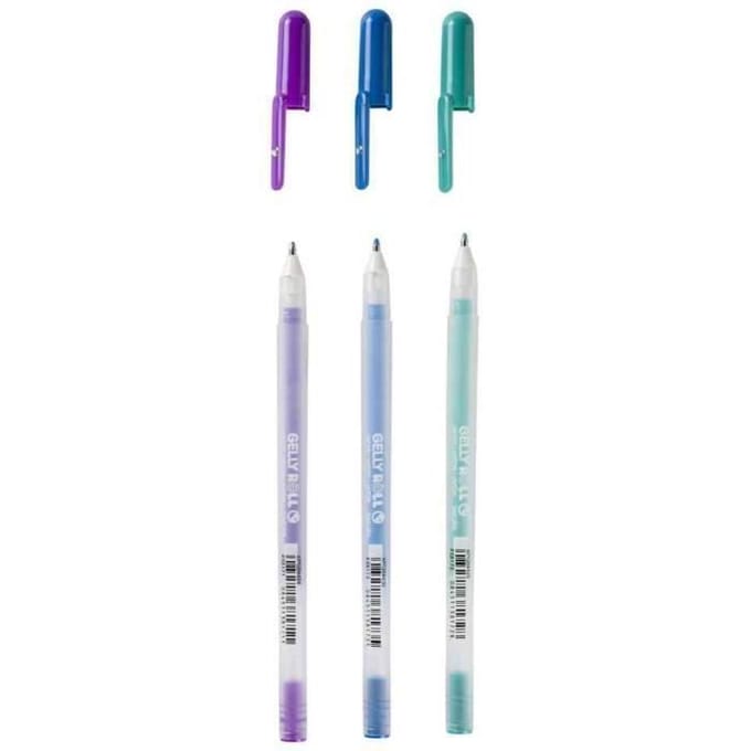 Stylo roller encre gel - SAKURA - Gelly Roll Moonlight Ocean - 0,5 mm - Couleurs fluorescentes - 3 pièces vert