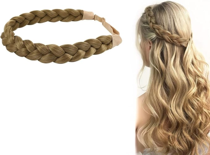 Vlechtbare Elastische Haarband van Synthetisch Haar - Verstelbare en Natuurlijke Look voor Elke Gelegenheid