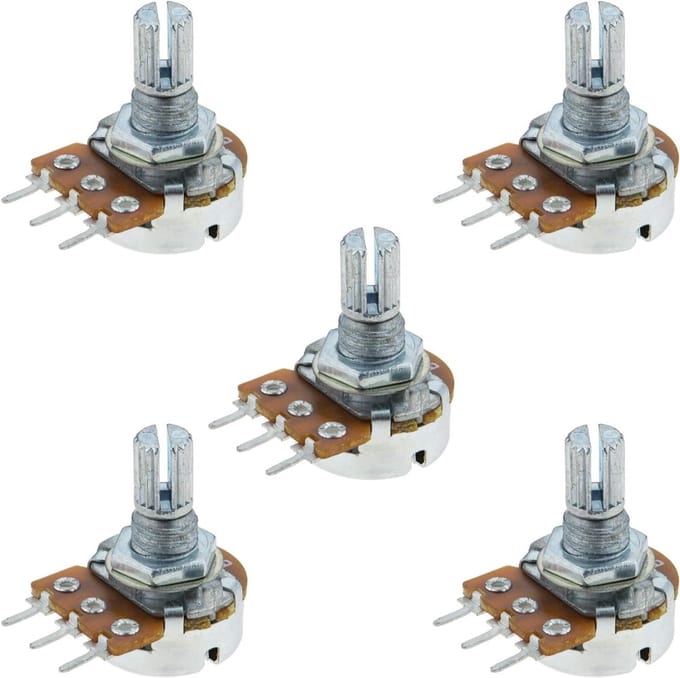 Potentiometer Set - Variabele Weerstand - Elektronica Projecten - Logaritmisch 100K Ohm - 6mm Schacht