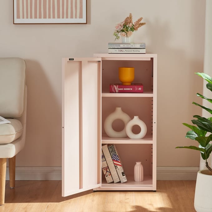 Metalen kast Burlöv 88x40x35 cm roze [en.casa]