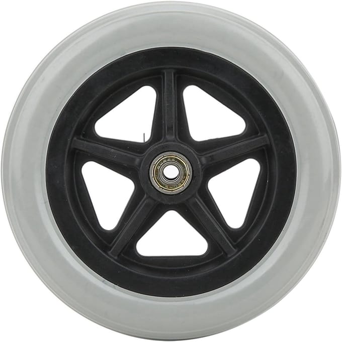 Voorwiel - Loopstoel wiel - Mobiliteitshulpmiddel - Duurzaam rubber - 7 inch - Grijs