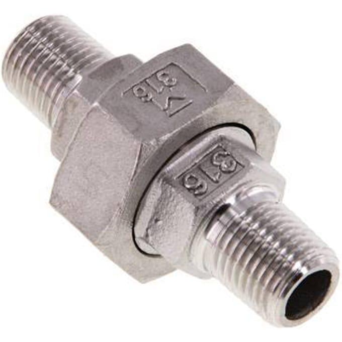 Rechte Aansluiting R1/4'' RVS met Vlakke Afdichting PTFE 16bar