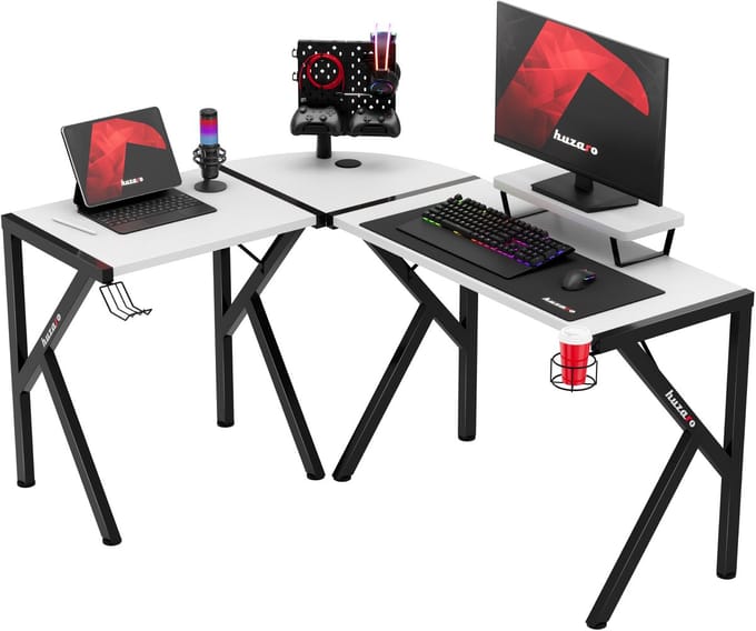 Huzaro Hero 6.3 Gaming Bureau - Bureau in L-vorm - Hoekbureau - 154 cm - Wit