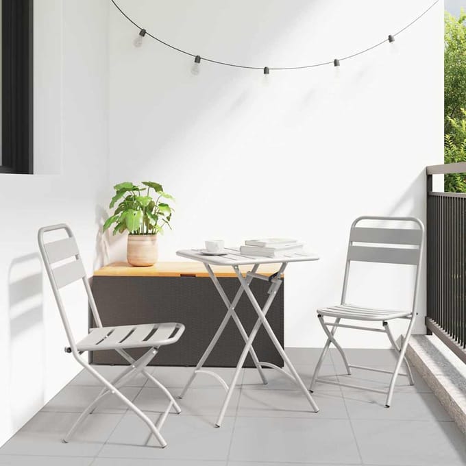 vidaXL - Bistroset - 3 - st - Beige - Staal