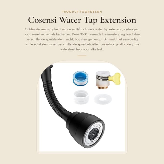 Dailygoods- Kraanverlengstuk 360° Rotatable - Multifunctioneel