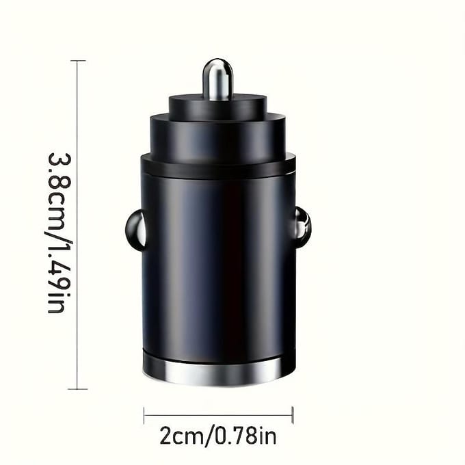 200W Compacte Autolader USB Snel Laadadapter Dubbele Poort Mini Telefoonlader 200W PD+QC zwart
