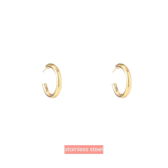 Go Dutch Label Oorringen Striped Hollow Hoop Goud